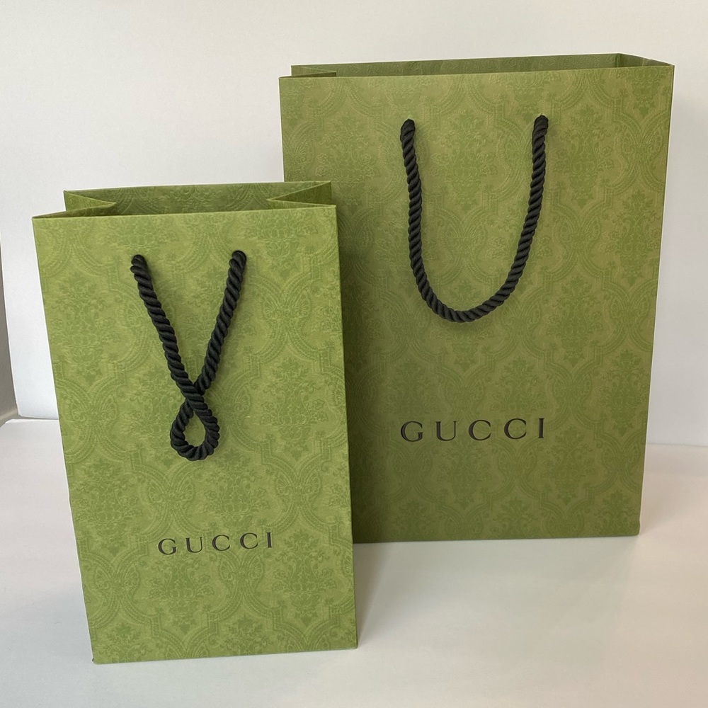 Gucci green shopping bags *Set of two, empty*